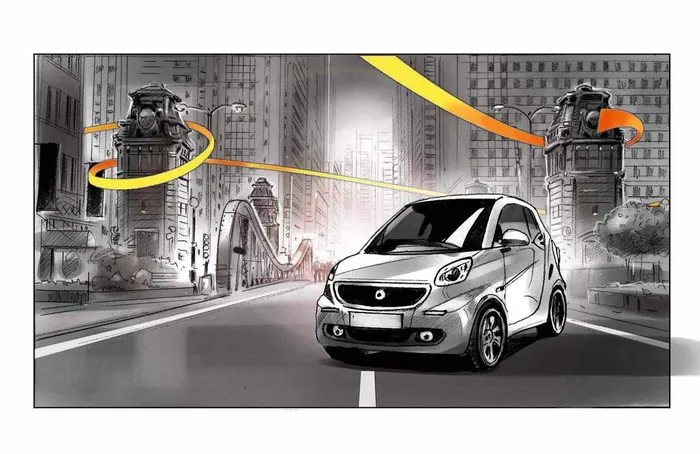 Advertising illustration of car 