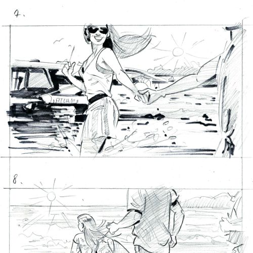 Pencil sketches of people enjoying a sunny beach by Henryk Zimak