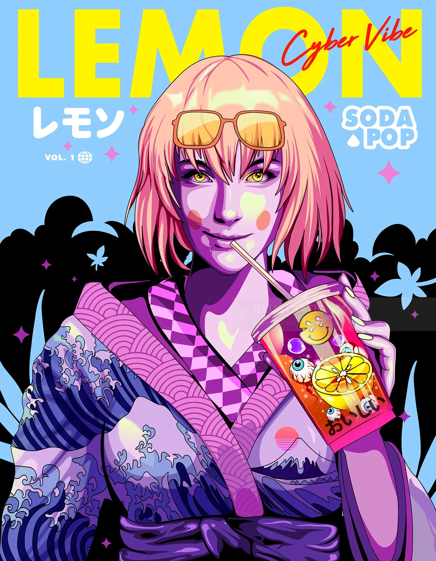 Anime Geisha girl with funky modern twist