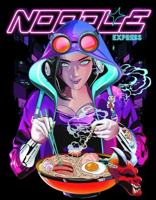Noodle lover in a cyberpunk world