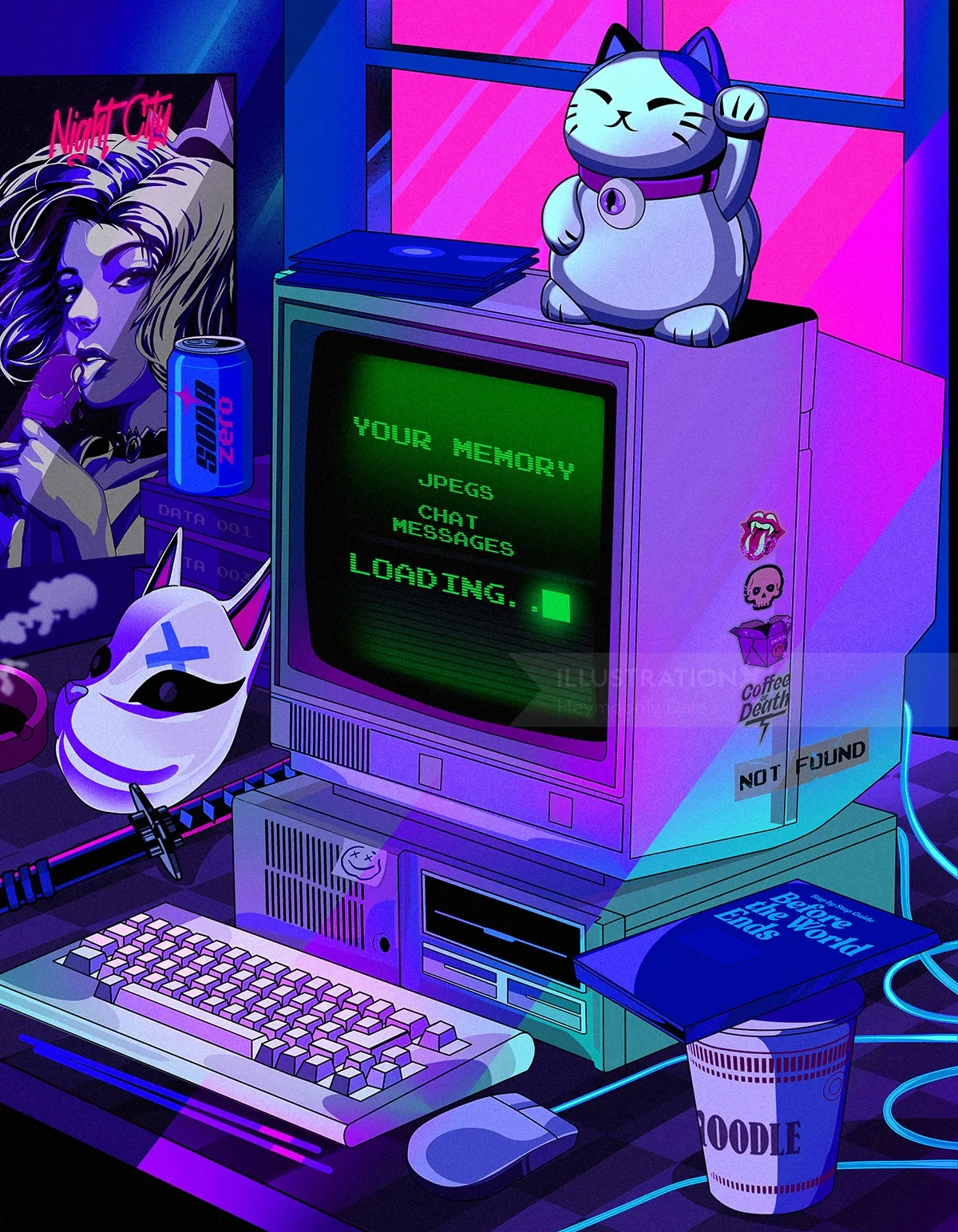 80s Japanese City Pop inspired Vaporwave retro aesthetic