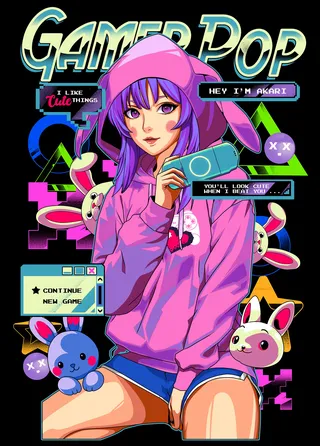 Colorful anime pop art prints for T-shirts and hoodies