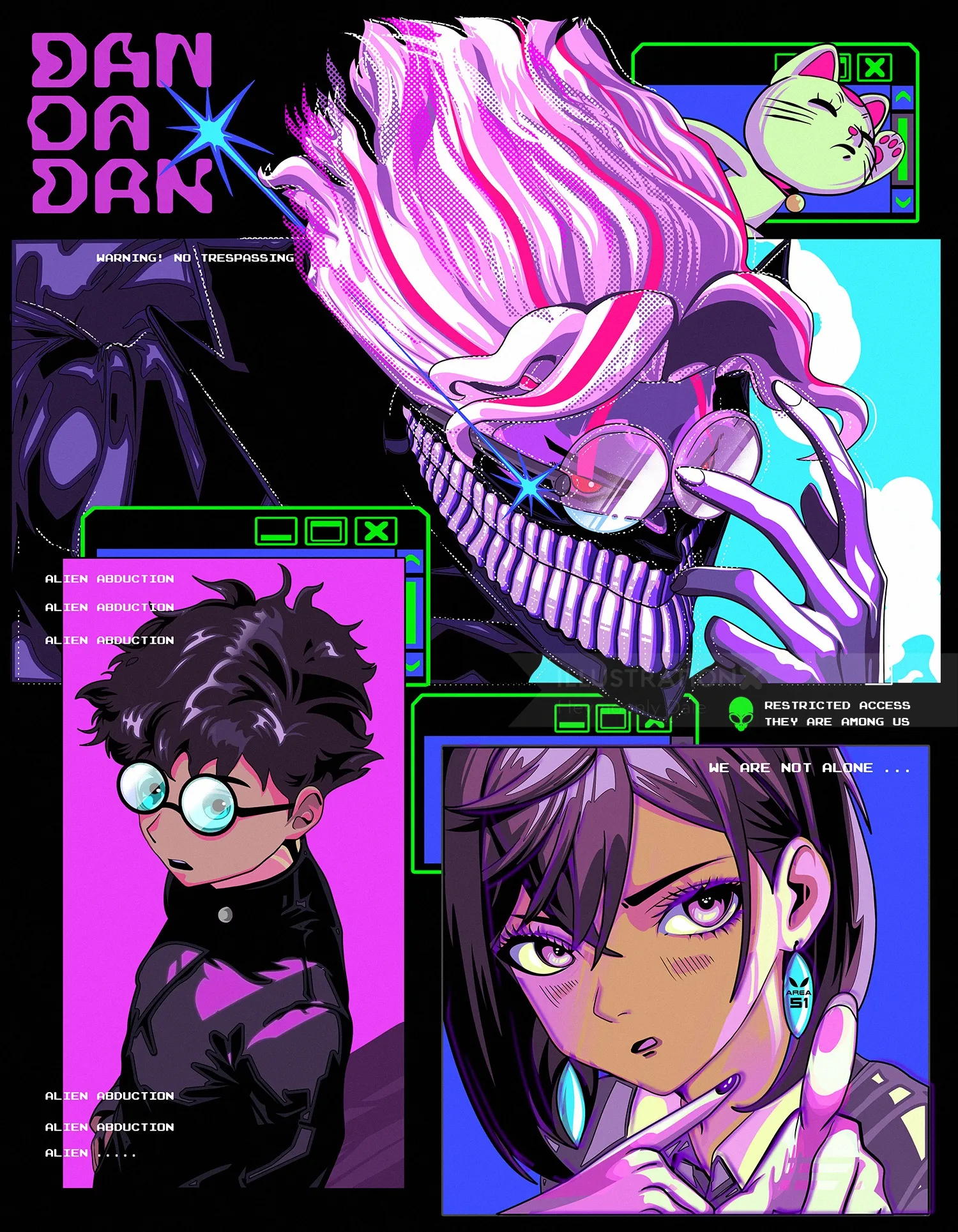 Vibrant Dandadan fan art poster