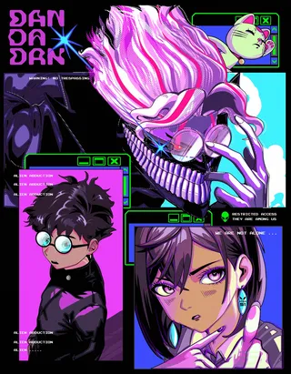 Vibrant Dandadan fan art poster