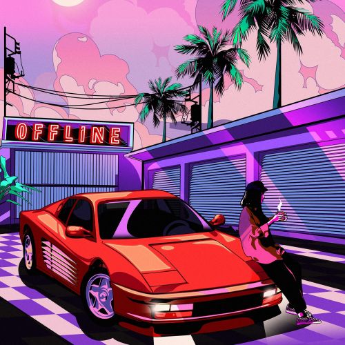 Futuristic retro art with Vaporwave aesthetics