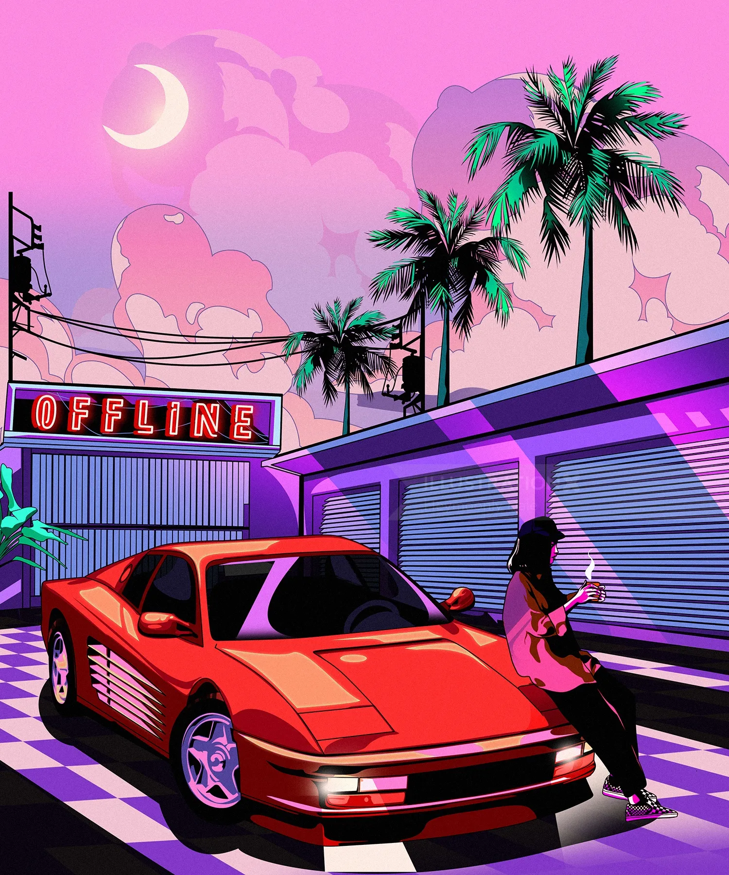Futuristic retro art with Vaporwave aesthetics