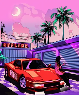 Futuristic retro art with Vaporwave aesthetics