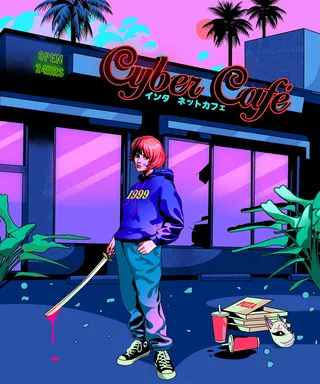 Retro Japanese design in pastel Vaporwave style