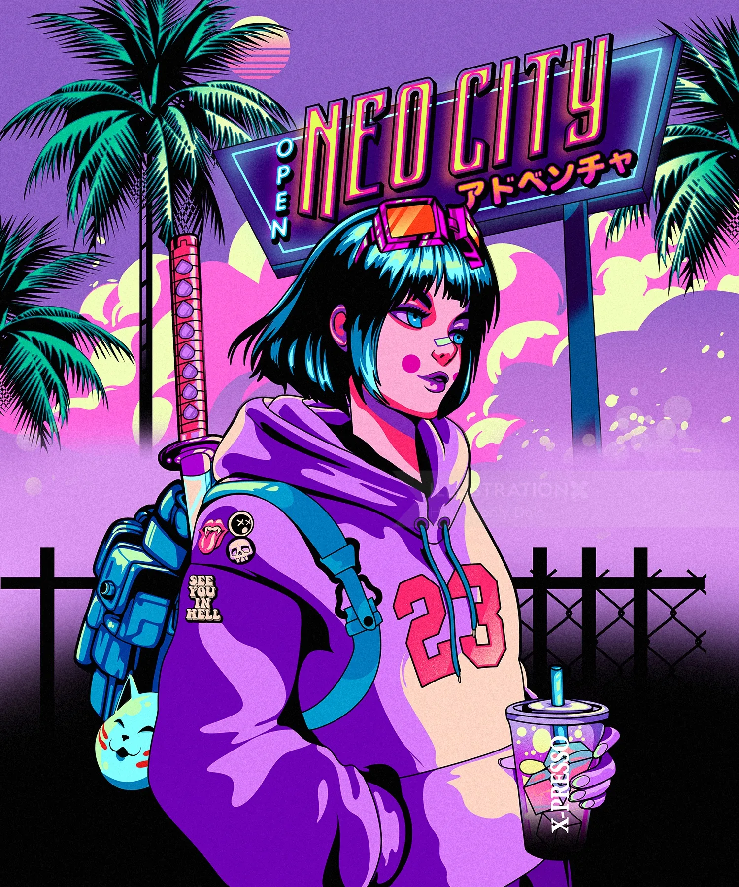 Vintage Japanese culture meets Vaporwave art