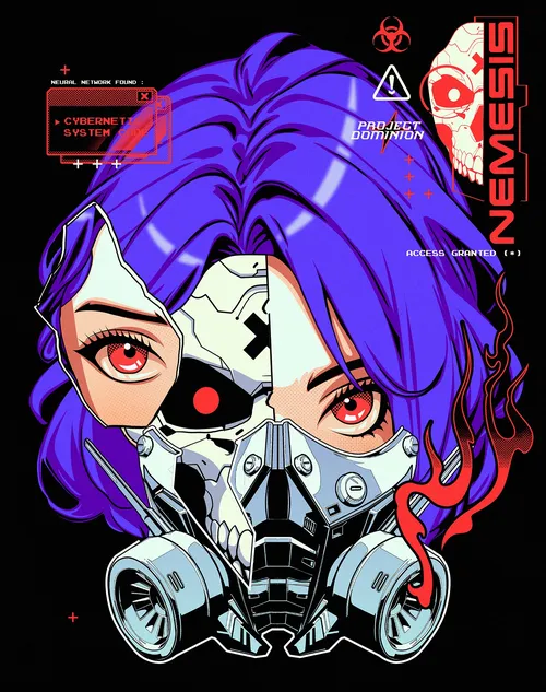 Cyberpunk cybernetic girl design