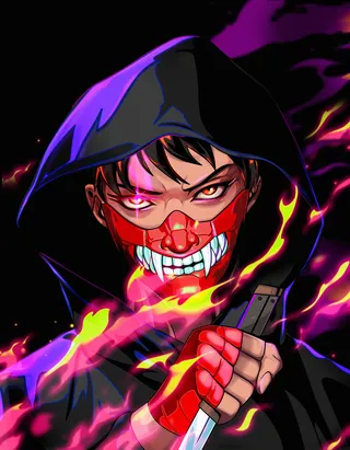 Kamui anime fan art with Adult Swim aesthetic