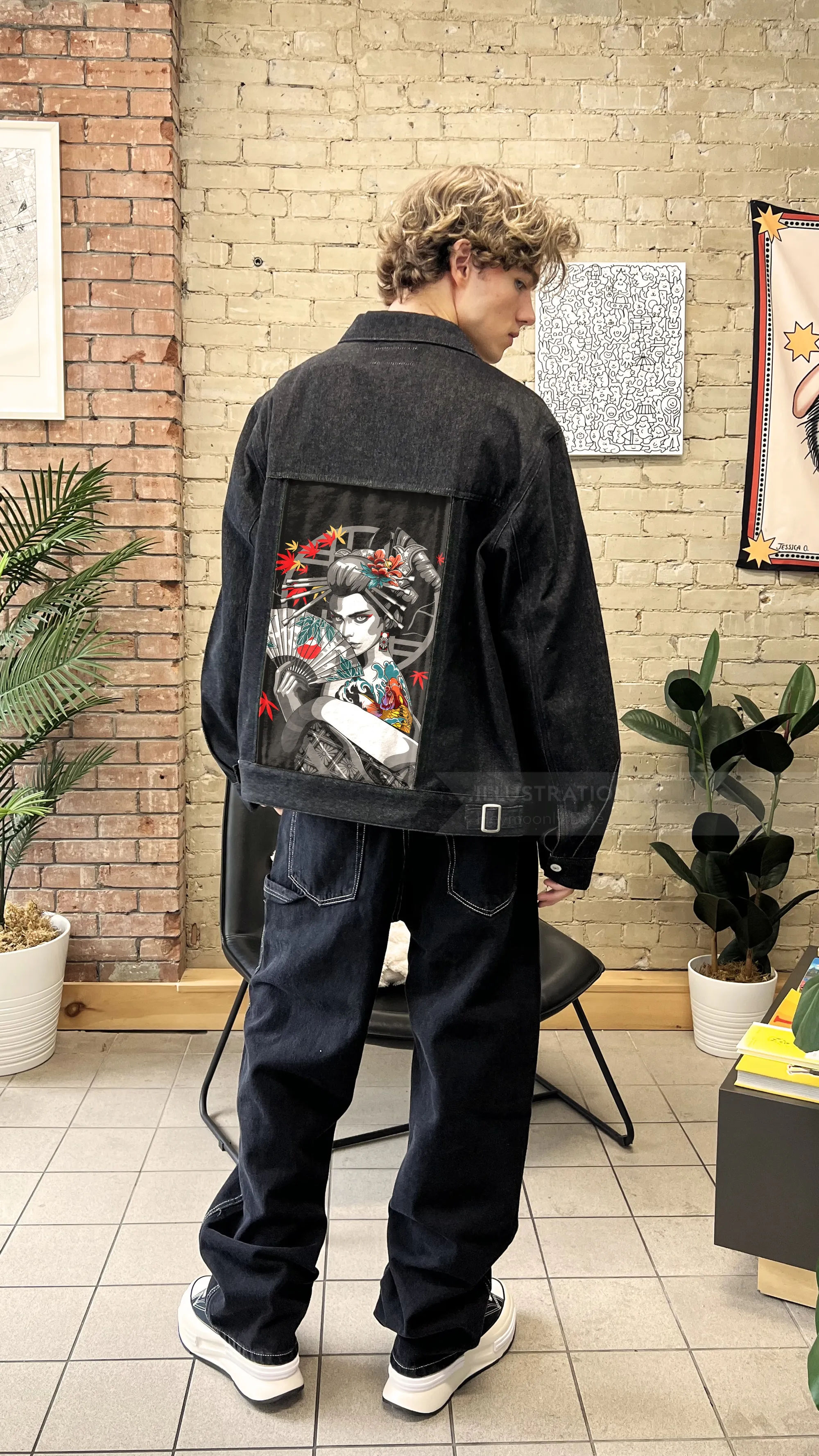 Limited edition denim jacket collab – sleeve and back artwork