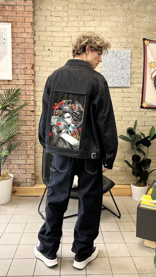 Limited edition denim jacket collab – sleeve and back artwork