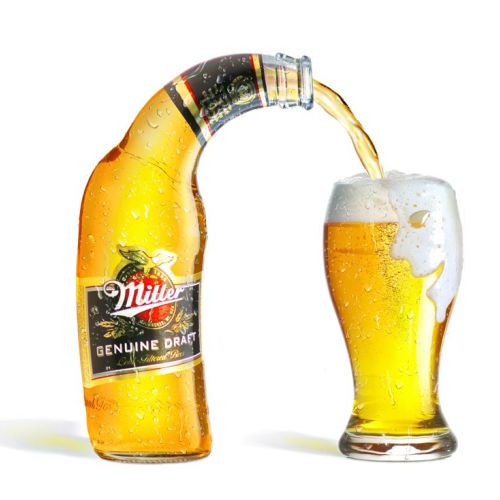 3d Rendering Of Miller Bottle and Beer Glass