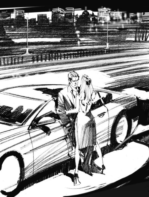 People couple with car on road