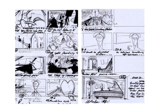 Storyboard of people in staircase