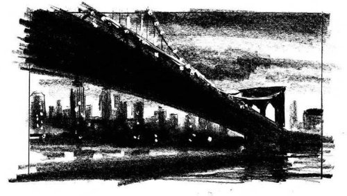 Black & White of Bridge in night