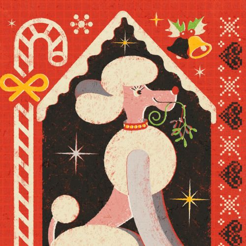 Christmas Poodle Clipart