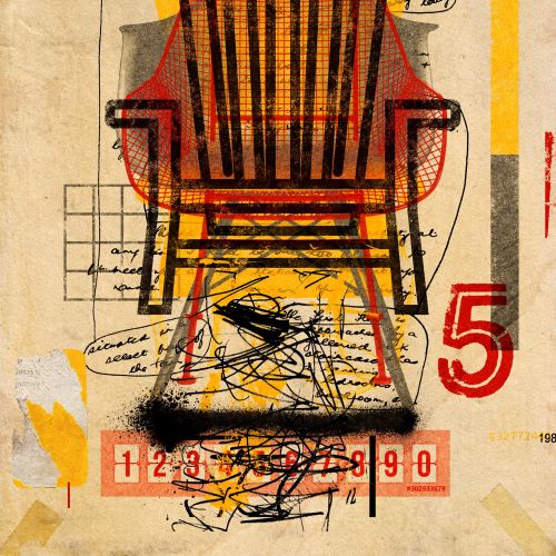 stacked chairs collage artwork by Ian Murry