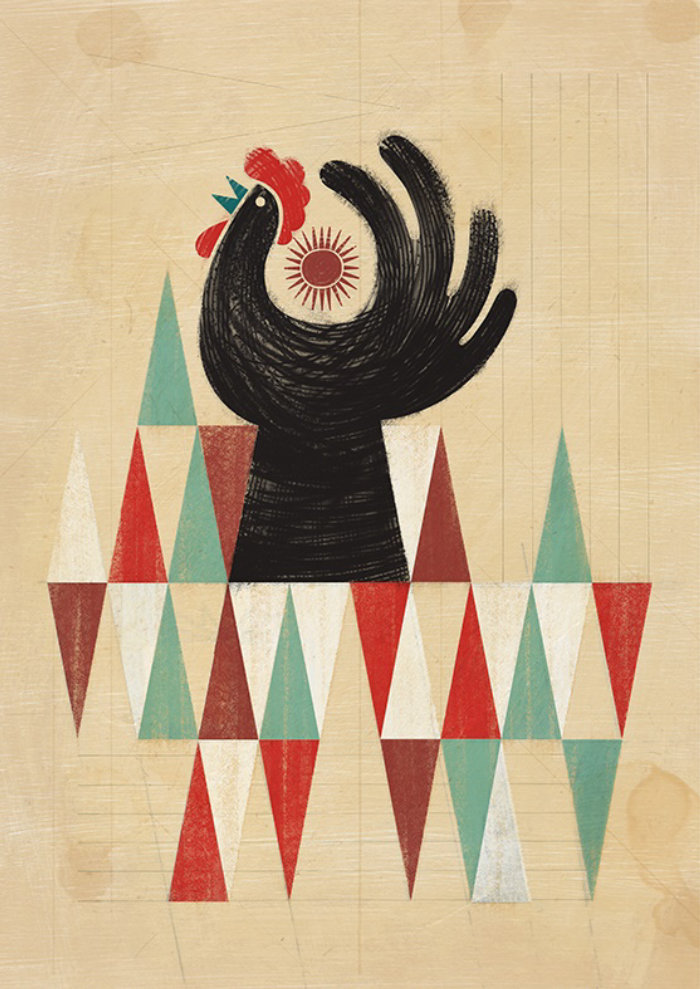 Ilustración retro de gallo