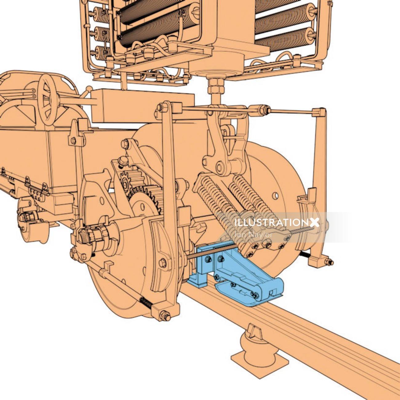 Illustration CGI de la machine-outil