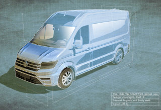 Ilustración 3D de furgoneta compacta 