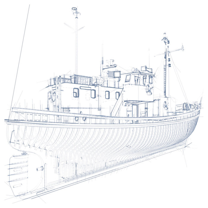 Line drawing of ship