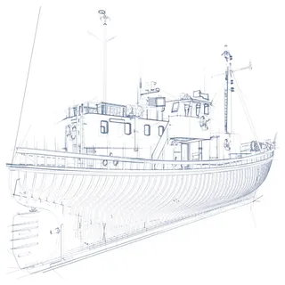 Line drawing of ship