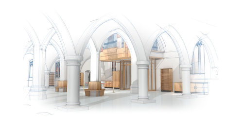 Architecture illustration of royal hall