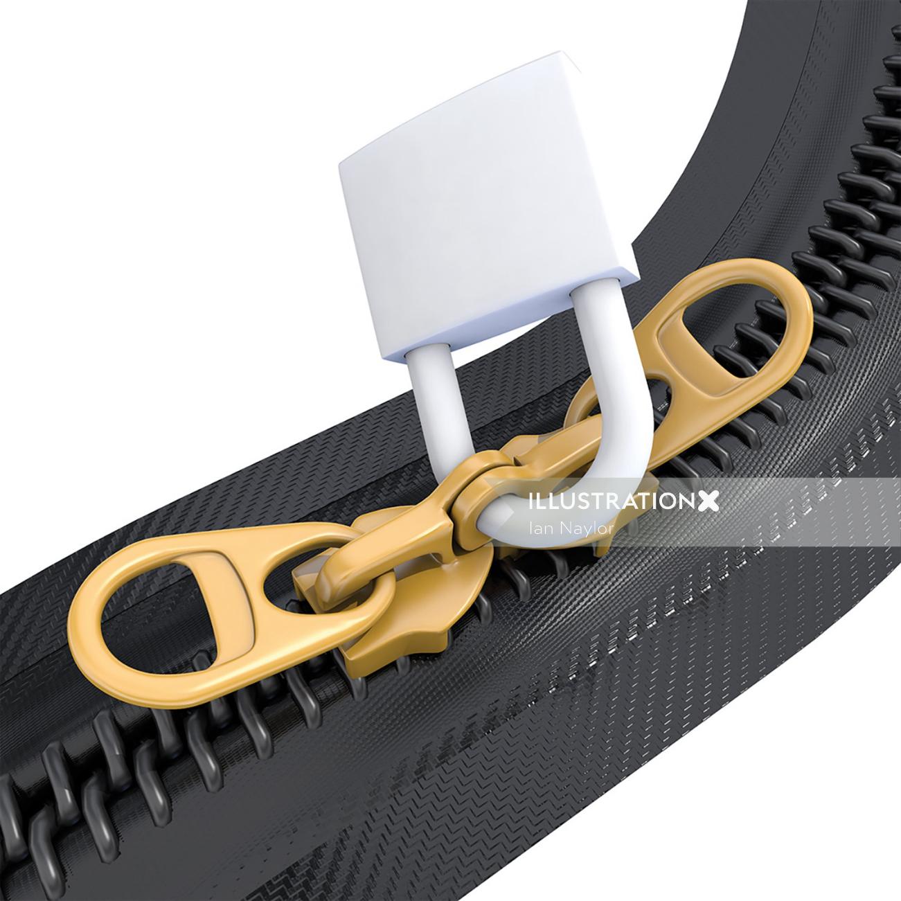 Illustration of a zip locking security device to stop thieves