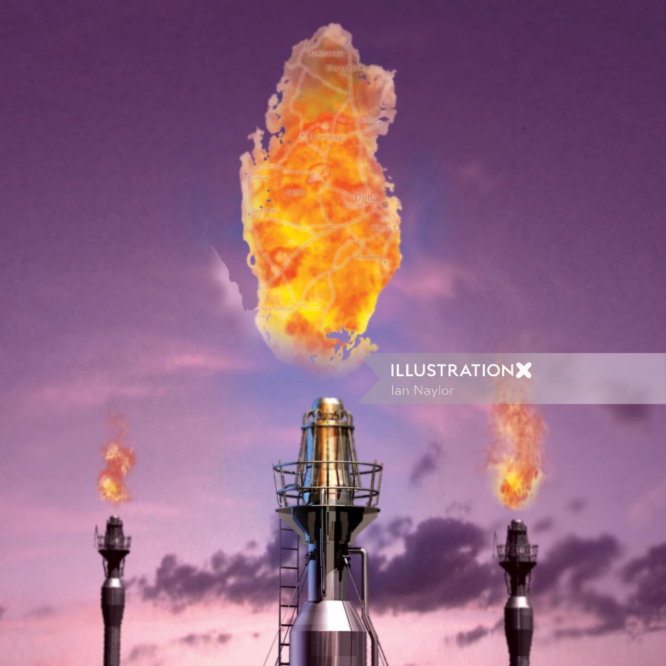 Carte de pile de fusées éclairantes du Qatar