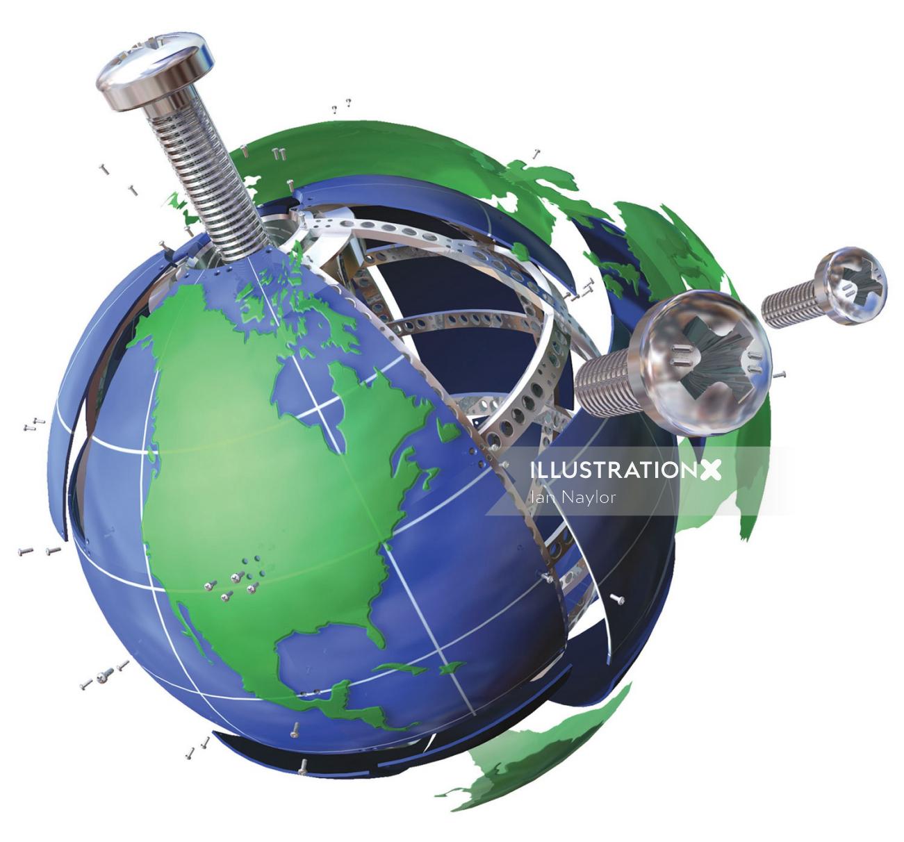Globe de matériel 3D