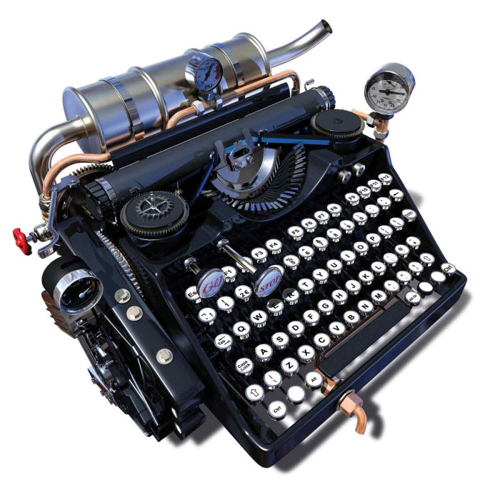 Illustration de machine à écrire par Ian Naylor