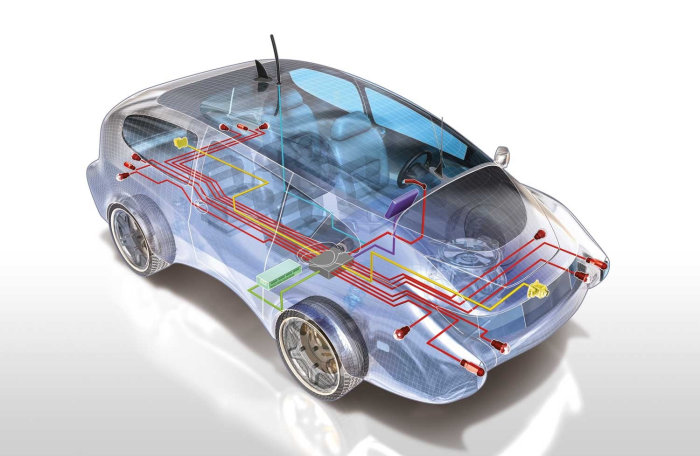 Driving sensors in a car illustration by Ian Naylor