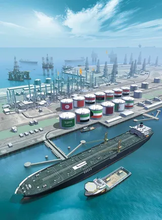 Oil port illustration | Technical style gallery