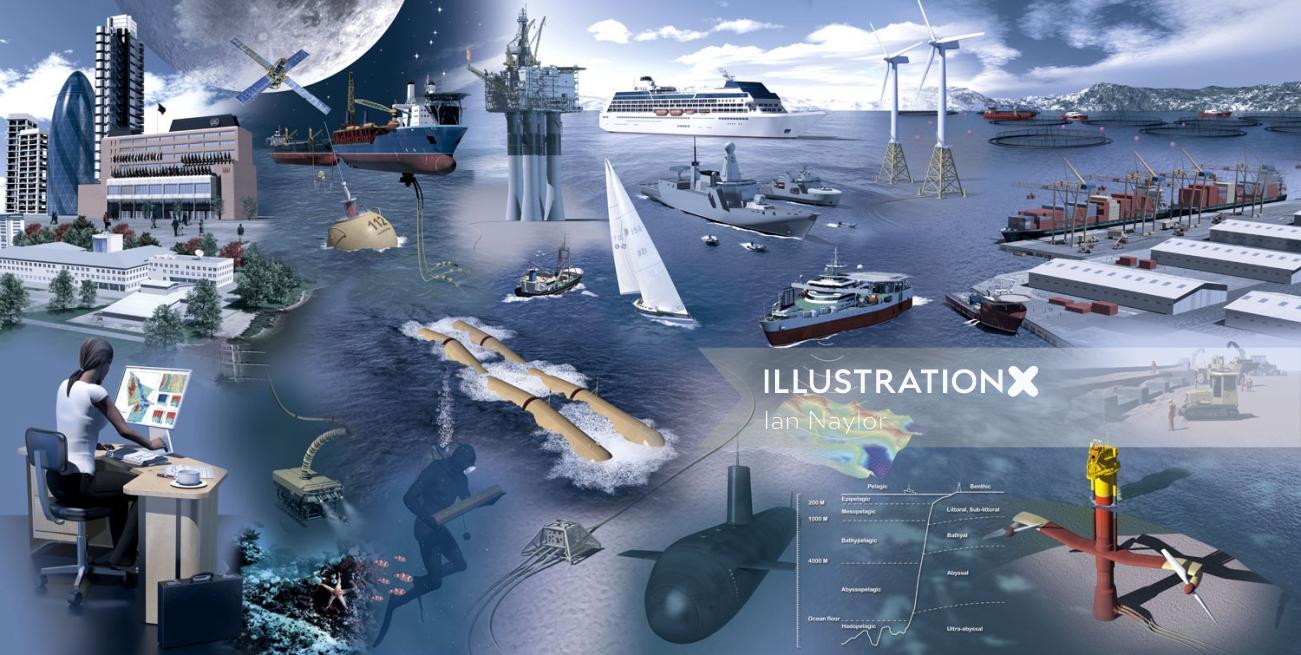 Illustration marine du navire par Ian Naylor