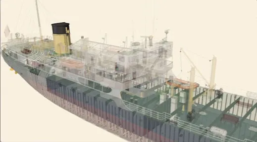 An animation of steam propulsion system of the steamship