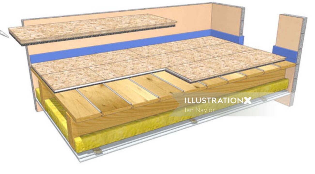 DIY sound insulation procedure animation
