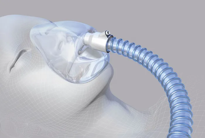 An illustration of Oxygen pipe and mask