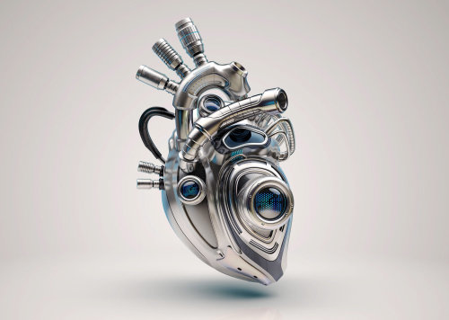 3d/CGI Rendering metallic heart