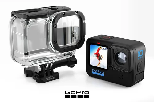 GoPro Hero10 Black camera and clear waterproof case by InfoTec