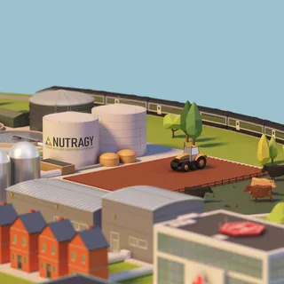 3D illustration of Nutrage tanks and buildings industrial scene by InfoTec
