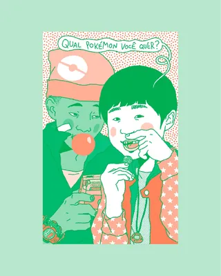 Illustration by Ing Lee of two boys eating snacks and talking