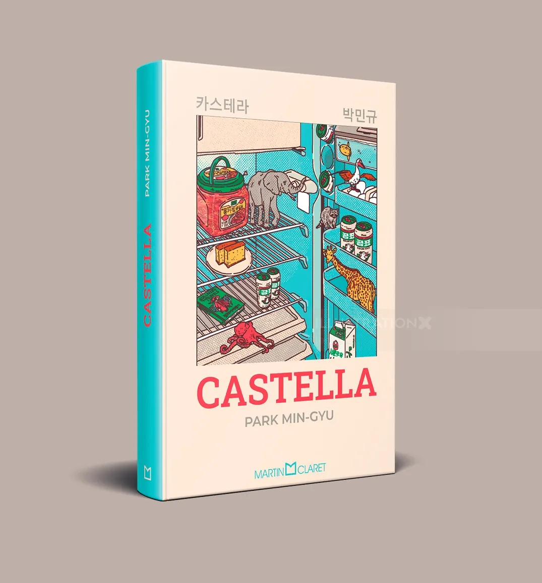 Book cover illustration of an open refrigerator with various items by Ing Lee