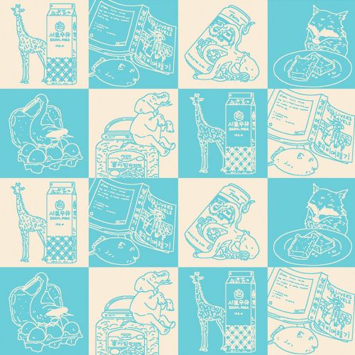 Illustration of animals and milk cartons by Ing Lee