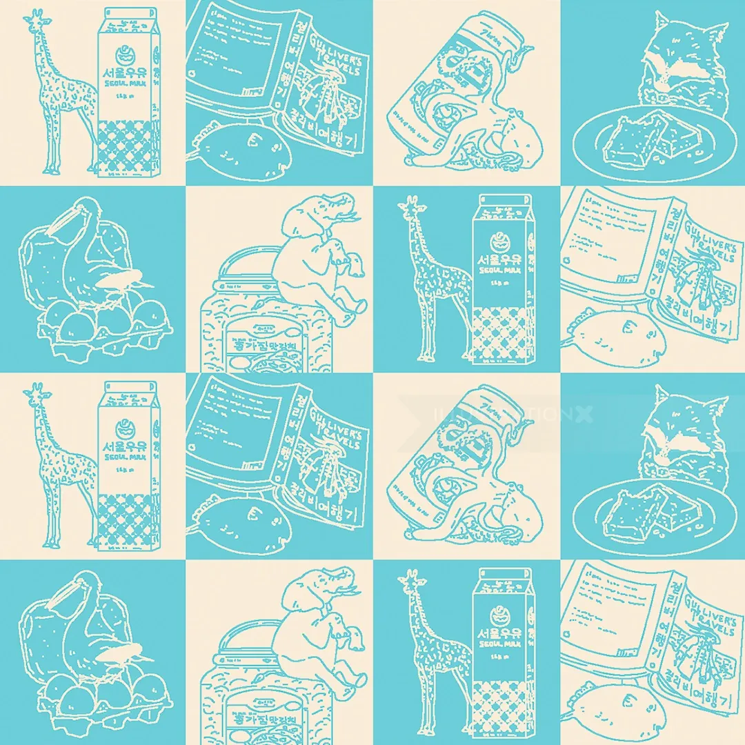 Illustration of animals and milk cartons by Ing Lee