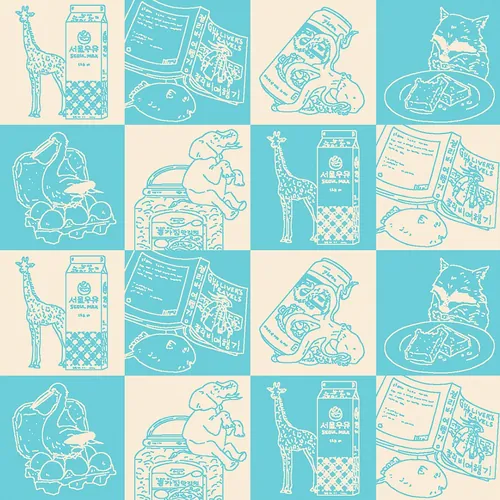 Illustration of animals and milk cartons by Ing Lee
