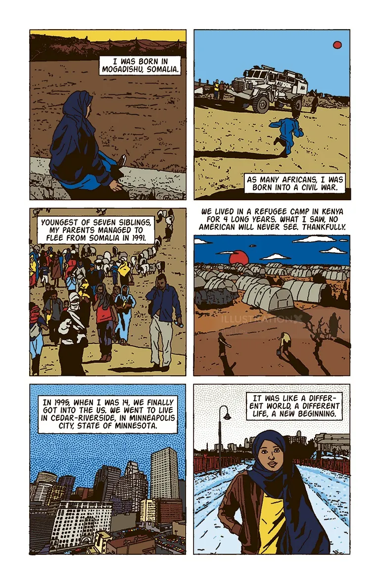 Comic panels depicting US Congresswomen stories by Ing Lee