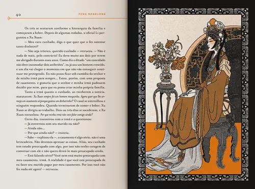 Asian fairy tale illustration of woman and man in traditional attire by Ing Lee