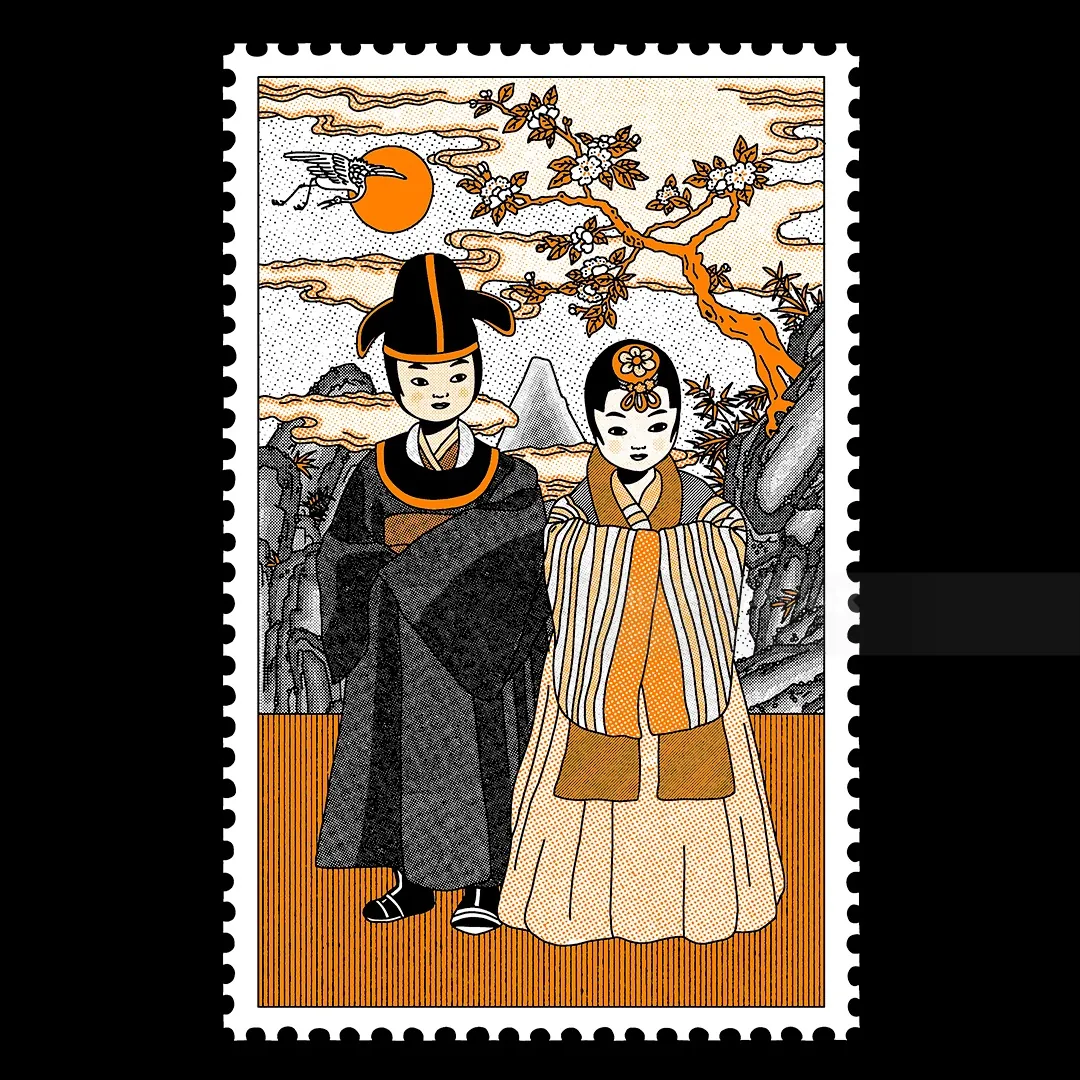 Illustration of two traditional Asian fairytale characters by Ing Lee